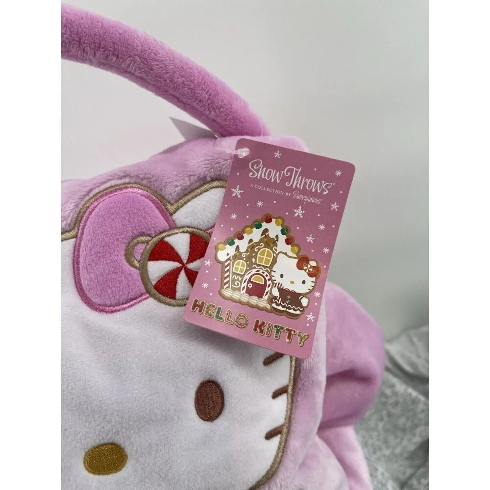 New! Hello Kitty Packable Plush Throw 60/45‎ inch PINK Blanket Christmas NWT